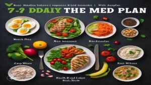 7-day kidney disease meal plan with balanced meals including grilled salmon, roasted vegetables, quinoa salads, and fresh fruits, organized in containers for portion control and kidney-friendly nutrition.