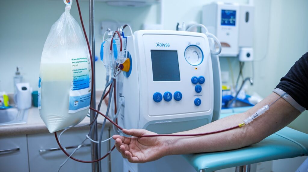 a dialysis machine in a medical setting a dialysis machine in a medical setting