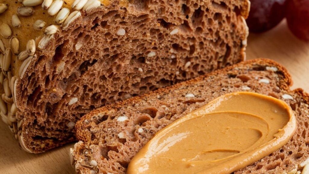 a photo of a slice of sprouted multigrain bread