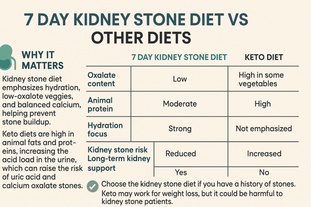 7 day kidney stone diet chart vs other diets