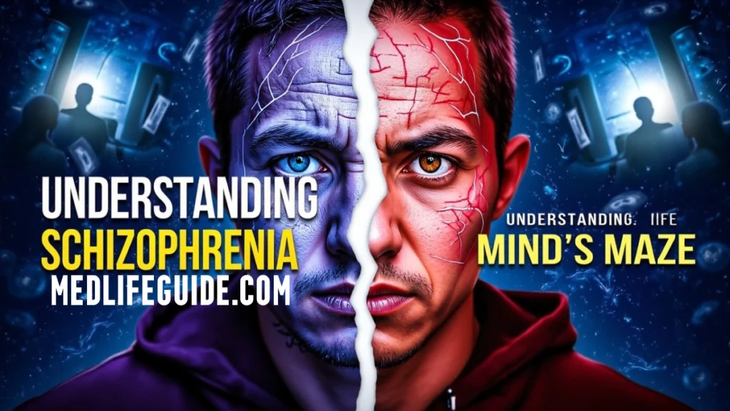 Image illustrating understanding of schizoaffective disorder, titled "Schizophrenia" by MedLifeGuide.