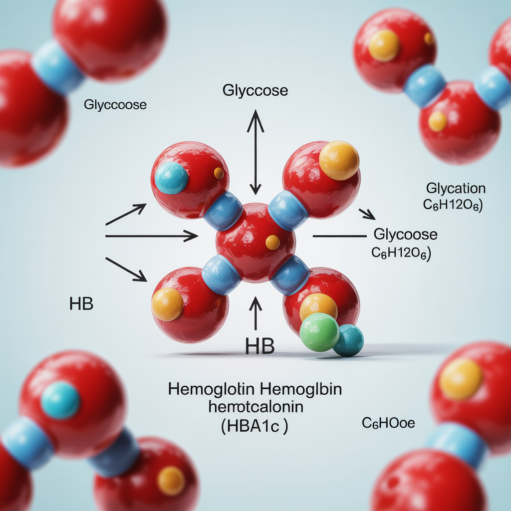 Diagram illustrating hemoglobin glycation for A1C testing