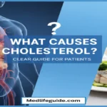 Visual representation of cholesterol causes, created by MedLifeGuide, highlighting lifestyle and dietary influences.