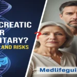 MedLifeGuide image discussing whether pancreatic cancer is hereditary, highlighting genetic factors involved.