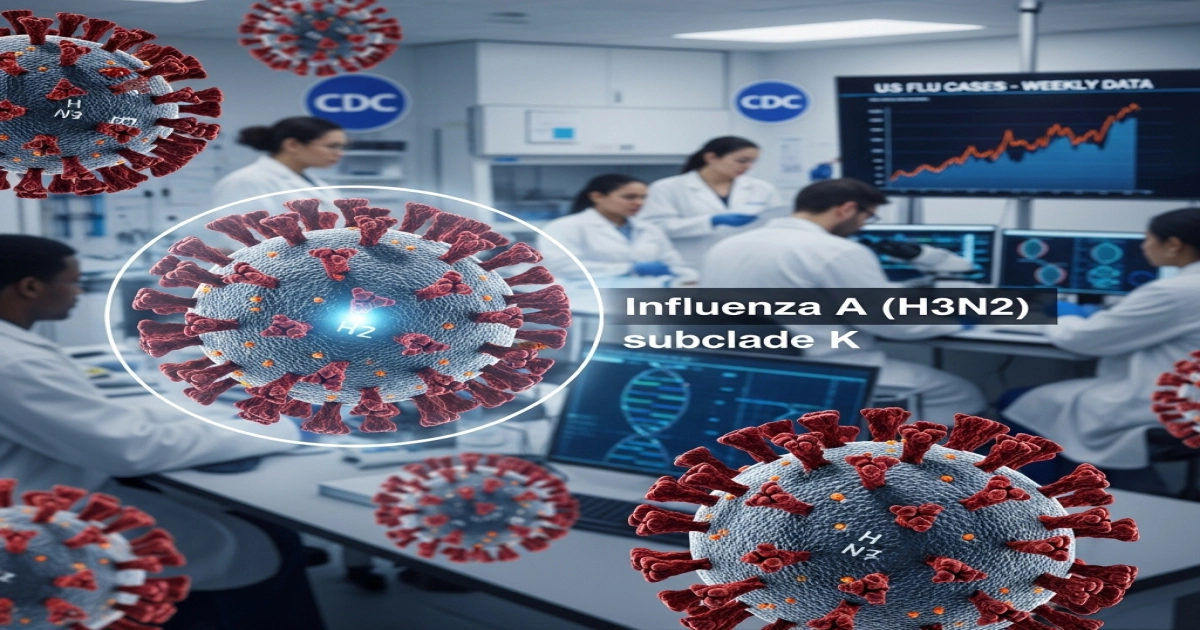 CDC investigates rising US flu cases driven by a new influenza variant, subclade K. Public health officials monitor this H3N2 strain for potential severe illness.